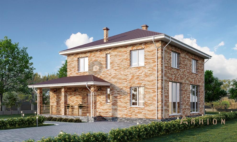 3. Проект двухэтажного дома в современном стиле с четырехскатной, t-47-01, площадью - 197 кв c сауной, терассой